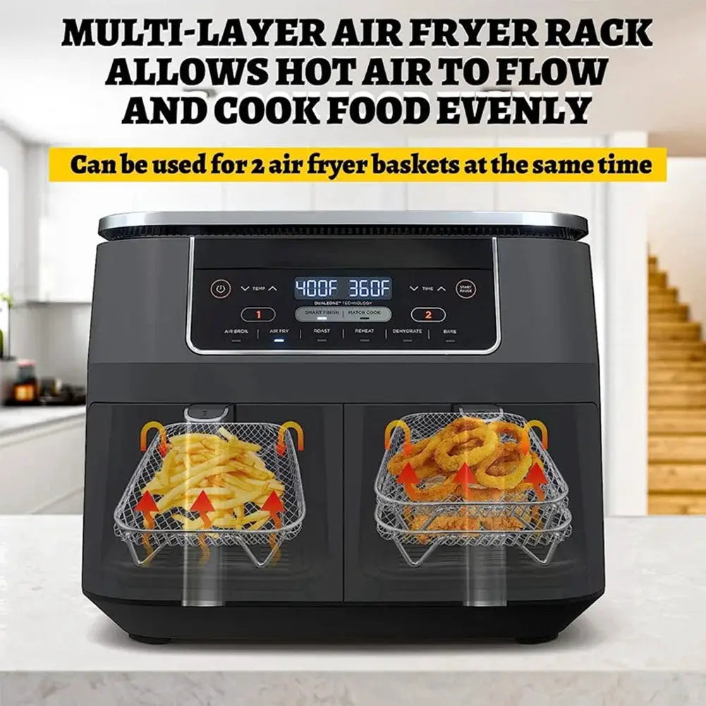 Air Fryer Rack | Ninja Dual Air Fryer Accessory | Stackable Stainless Steel