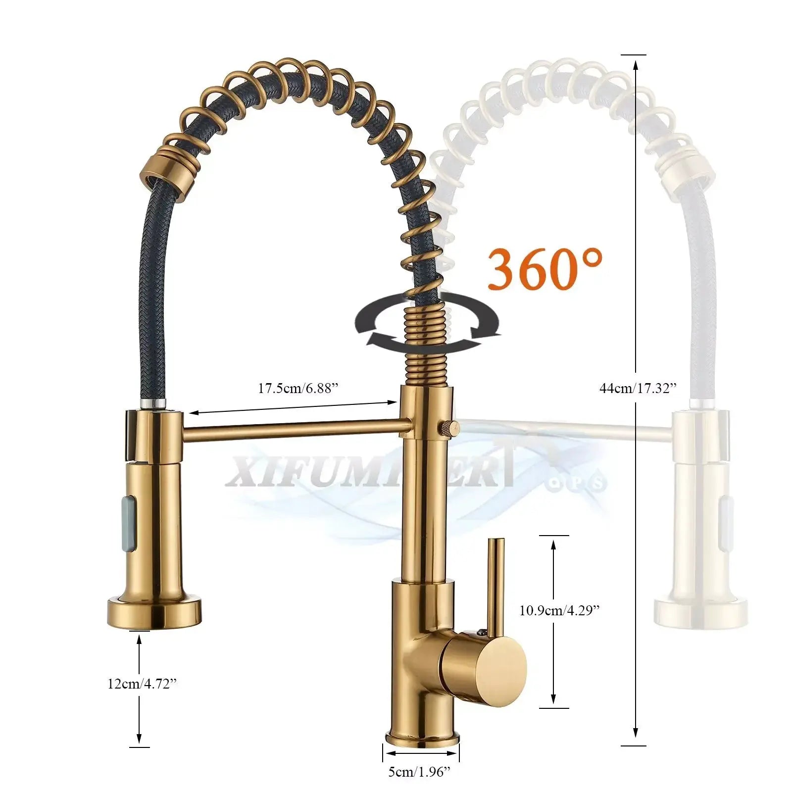 Brushed Gold Kitchen Sink Faucet One Handle Spring Hot and Cold Water Tap Deck Mounted Bathroom Kitchen Crane from PriceLows™