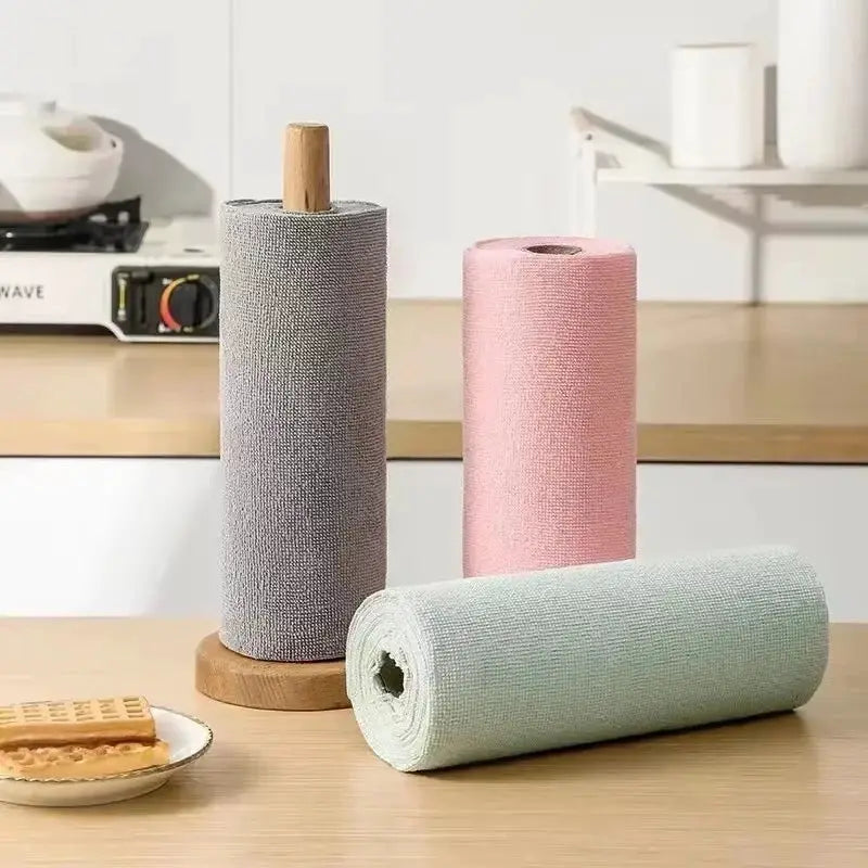 Reusable Cleaning Wipe Household Kitchen Cloth Microfiber Towel Rolls Dish Rags Wash Paper Towel Replacement 1 Roll of 20 Sheets from PriceLows™