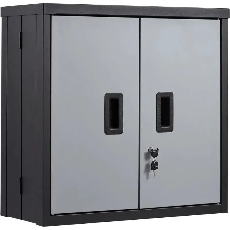 Foldable Wall Cabinet, Metal Garage Locker Mounted 26" Small Tool Chest 240 LBS Loading Capacity Adjustable Shelf Magnetic Door File for Warehouse Office Home Black from PriceLows™