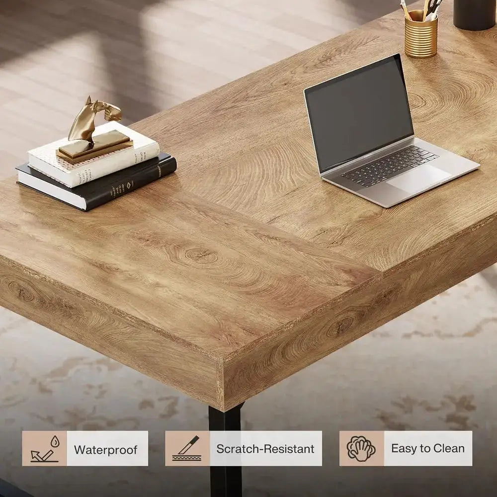 Rustic 55 Industrial-Style Laptop Desk for Home Office, Sturdy Metal Leg Desk, Compact Business Workstation, Small Conference Ta from PriceLows™