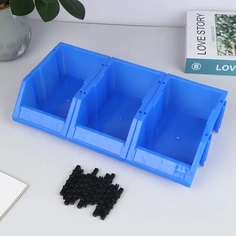 Blue Plastic Stackable Storage Bins Screw Storage Boxes Stackable Bin Parts Storage Organizer Garage Storage Bins from PriceLows™