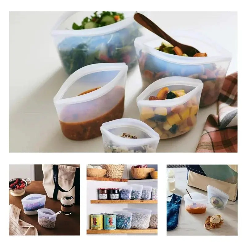 Reusable Silicone Food Bag | 500ml 1000ml 1500ml | Leakproof BPA Free