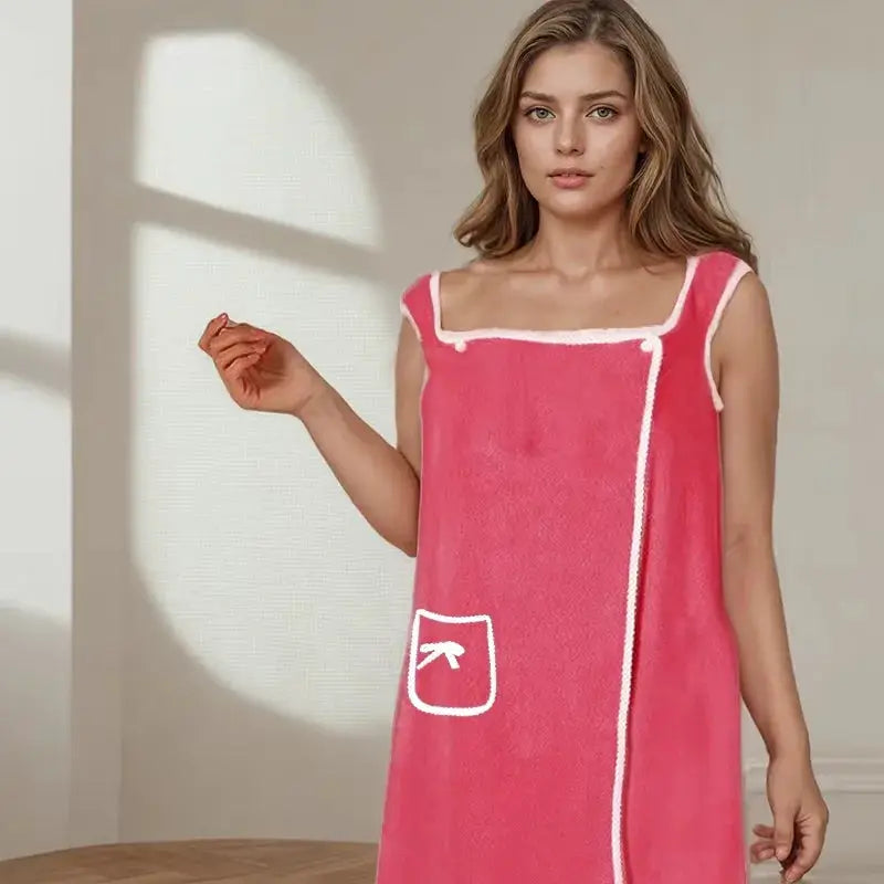 Women Bath Towel | Quick Dry Polyester | Wrap Style With Pocket | Plus Size