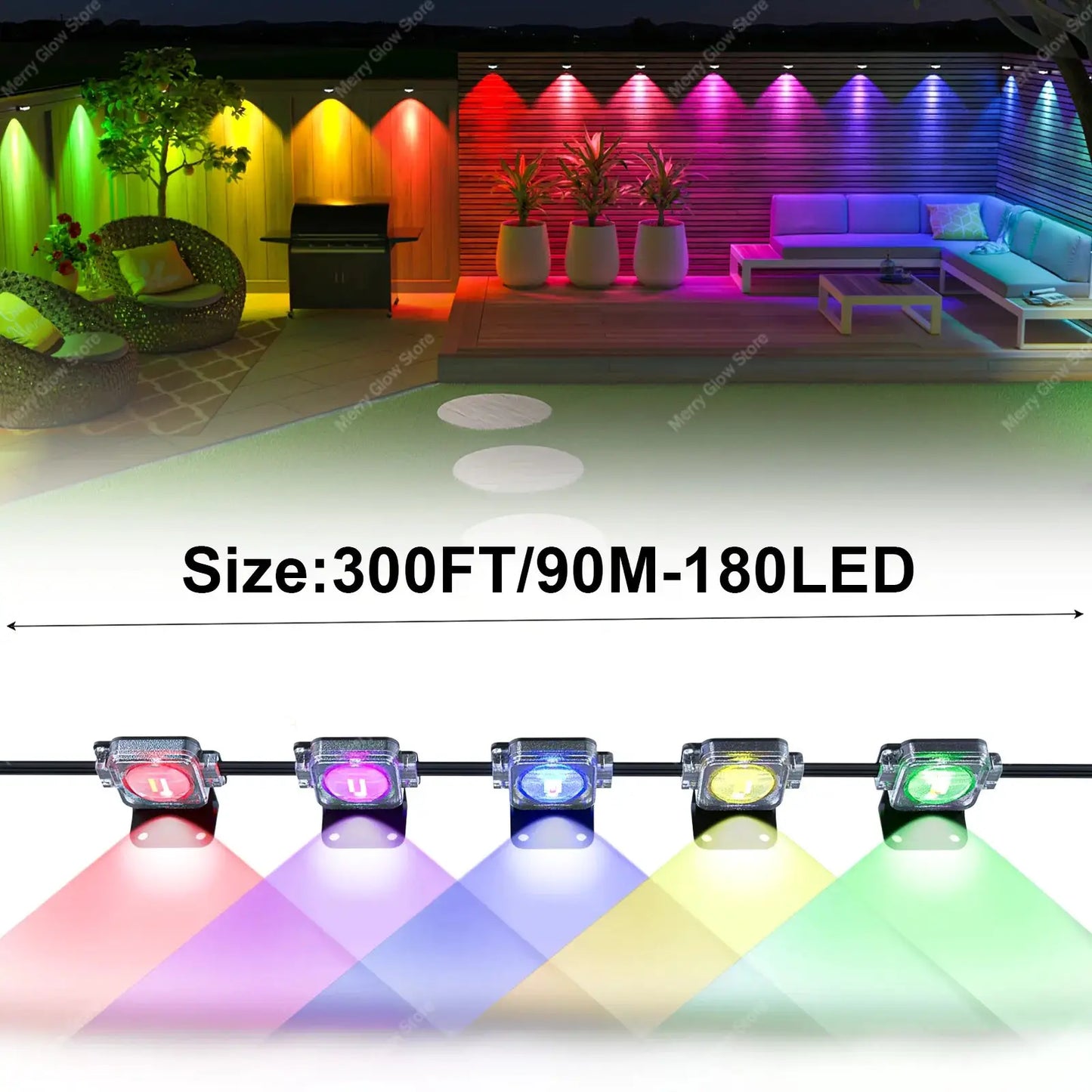 200ft 150ft 100ft Permanent Outdoor Lights Smart Eave Lights App Control Scene Modes IP67 Waterproof House Decor for Christmas from PriceLows™