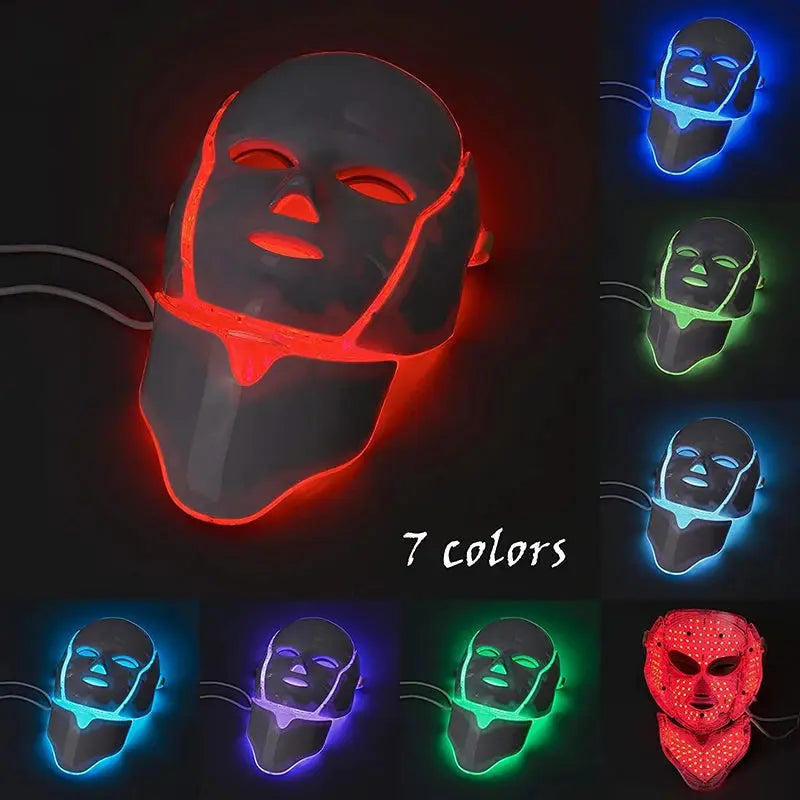 LED Facial Mask 7 Colors Balance Skin Tone Minimize Pores Brighten Skin Anti-Acne Face Neck Mask Reduce Neck Wrinkles LED Mask from PriceLows™