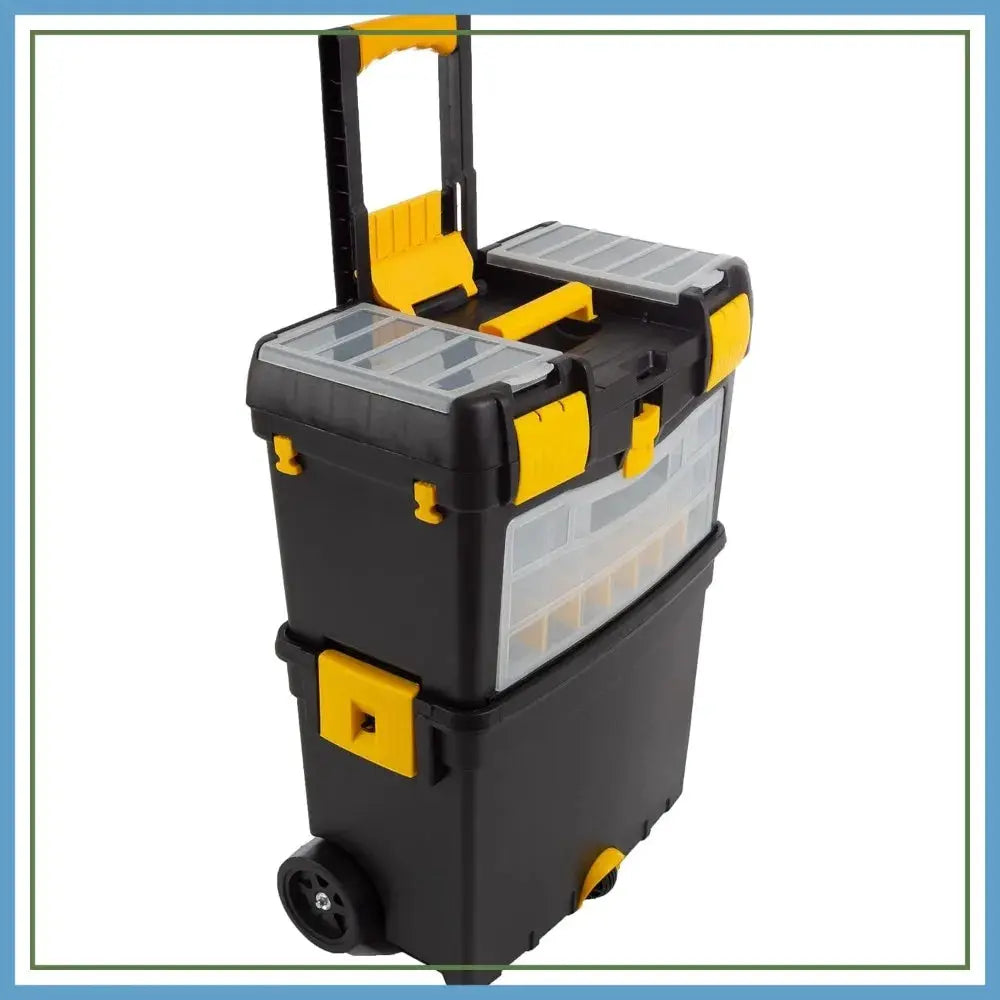Rolling Tool Box with Wheels, Foldable Handle, Removable Top – Tool Storage Organizer from PriceLows™