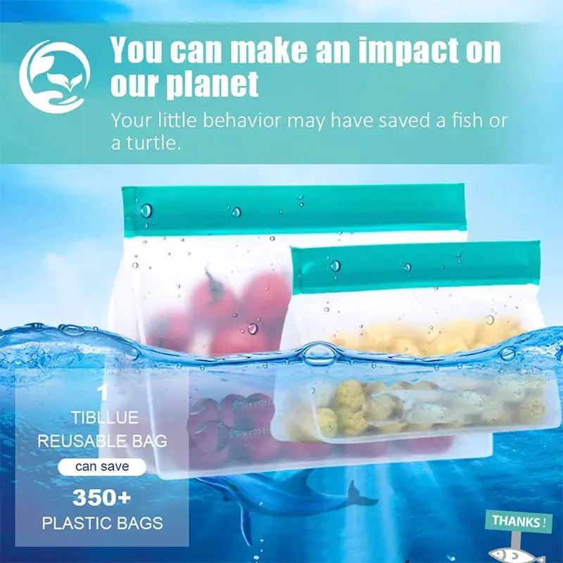 Reusable PEVA Food Bag | Freezer Safe | Leakproof | Stand Up