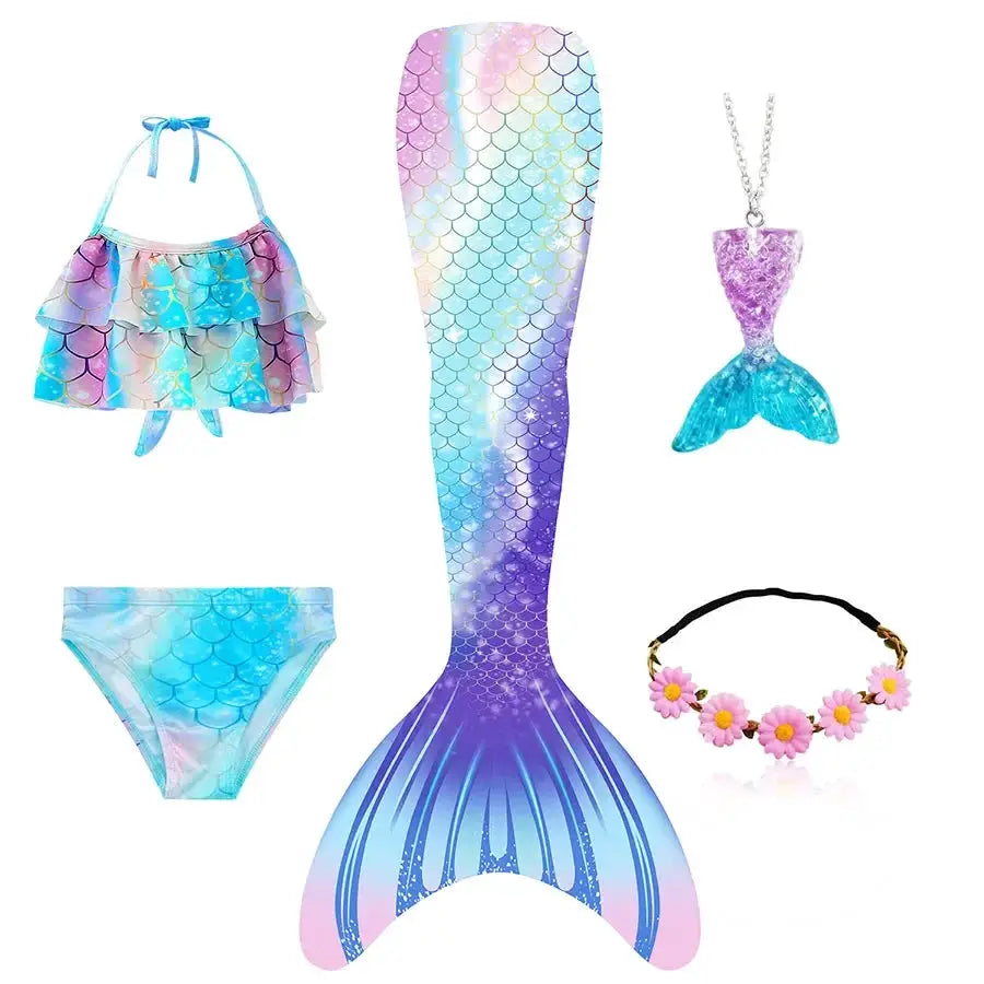 New The Little Mermaid Tails Ariel Memaid Swimsuit Bikini Bathing Suit Halloween Costume Girls Can Add Monofin for Pool Swim from PriceLows™