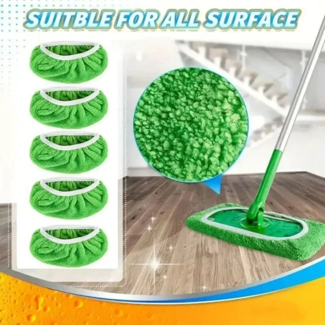 Eco-Friendly Mop Cover Set – 6-Pack Washable Flat Mop Pads for Dusting, Wet Mopping & Pet Hair Pickup, Reusable Alternative to from PriceLows™