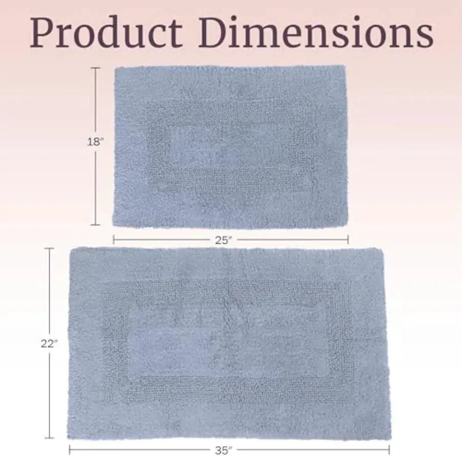 Cotton Bath Mat Set- 2 Piece 100 Percent Cotton Mats- Reversible Soft Absorbent and Machine Washable Bathroom Rugs By Silver from PriceLows™