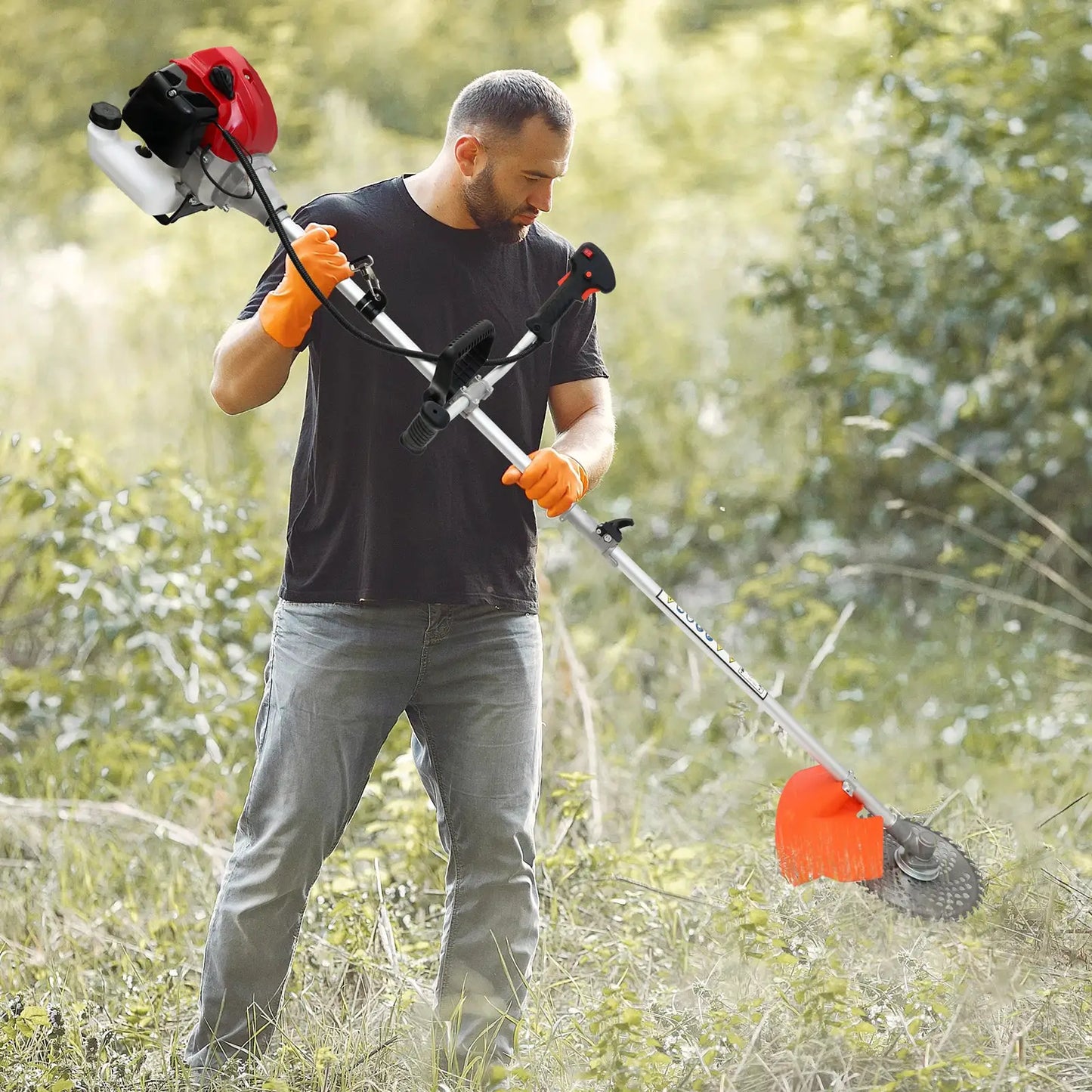 52cc Weed Wacker 2-Stroke Gas Grass Trimmer 4-in-1 Cordless Brush Cutter Gas Lawn Mower Straight Shaft Weed Eater with 4 Heads from PriceLows™