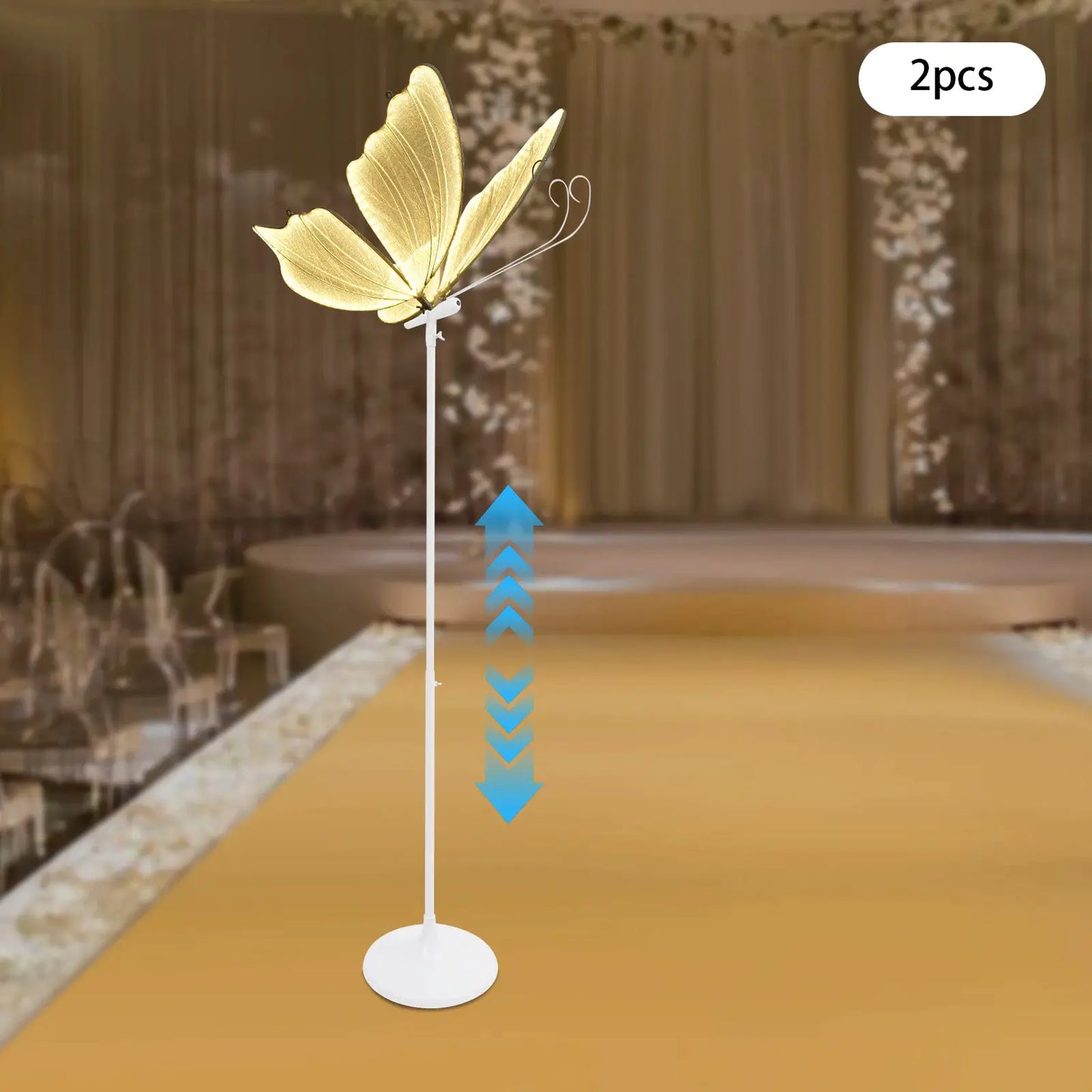 2PCS 48W Romantic Butterfly Floor Lamp,Wedding LED Light,Creative Butterflies Decoration Lights, Road Pilot Lamps for Home,Totel from PriceLows™