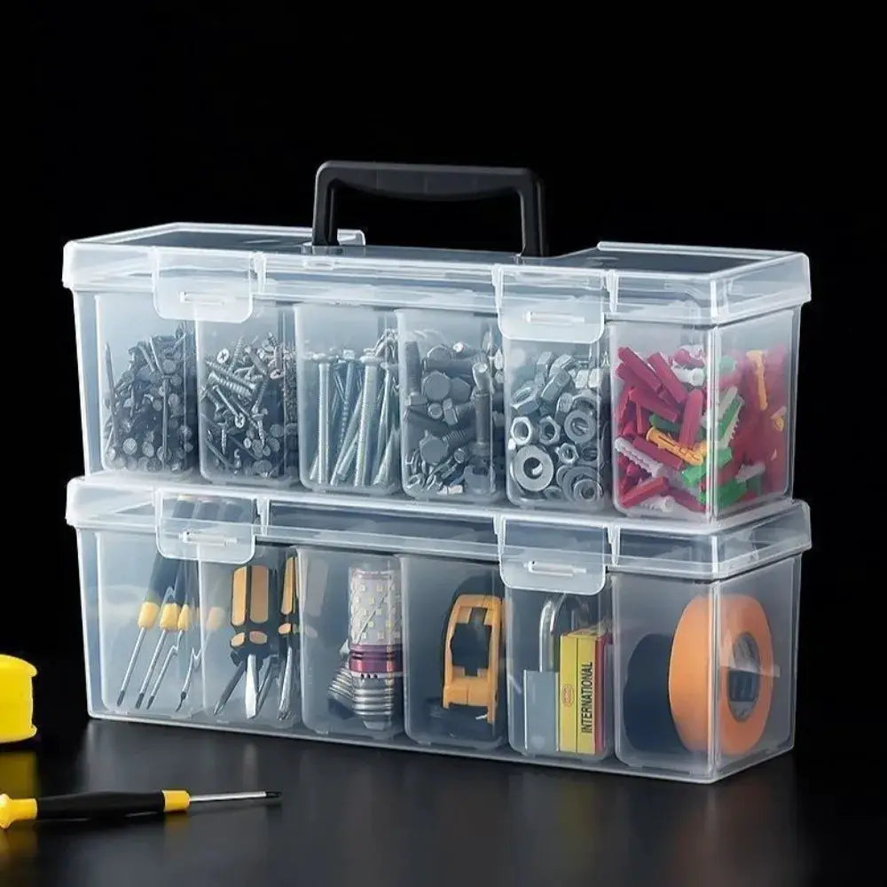 7pcs Multi-Compartment Tool Parts Storage Box Set Wear Resistant 6 Small Boxes 1 Large Box Transparent Portable Tool Organizer from PriceLows™