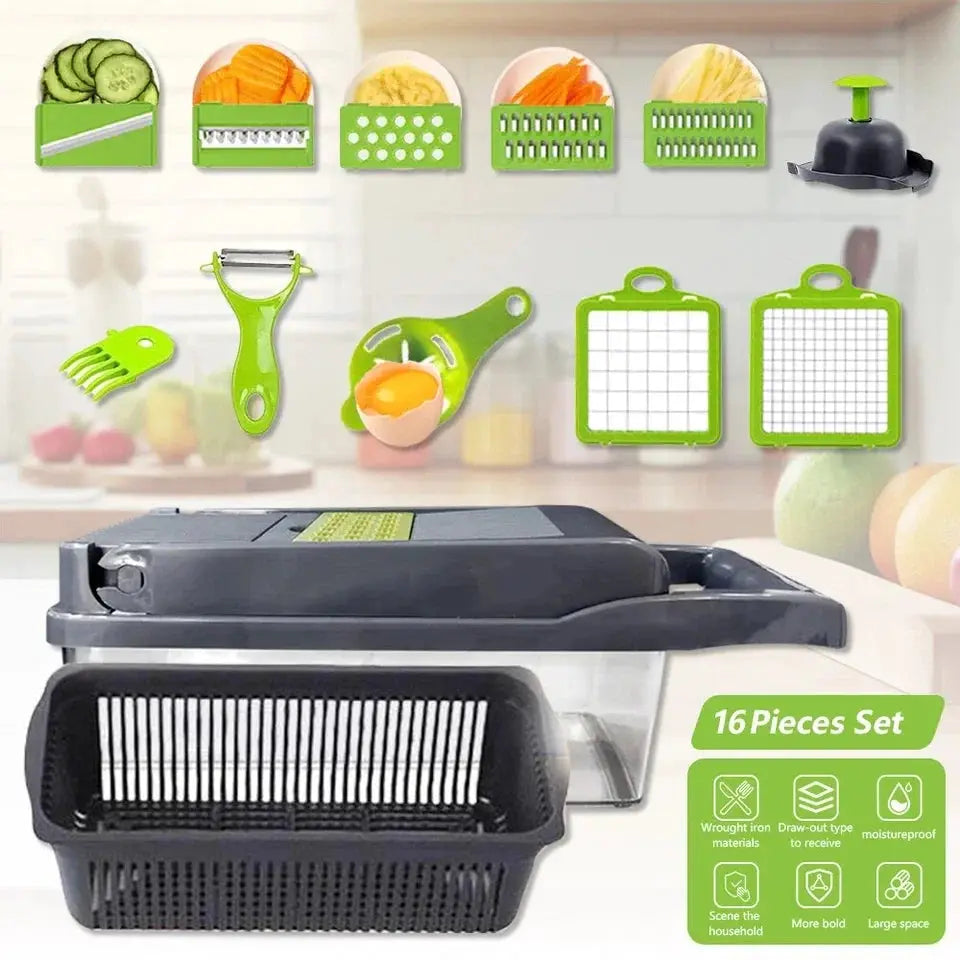 Vegetable Chopper | 16-In-1 Functionality | Dicer Slicer Onion Cutter