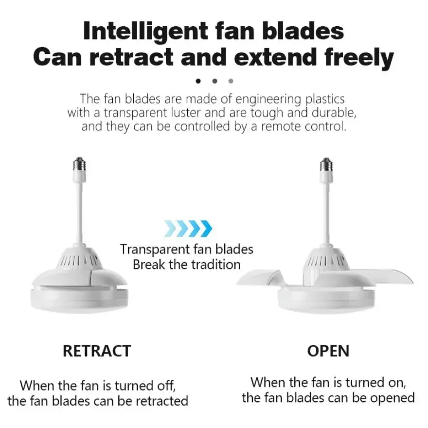 Invisible Ceiling Fan | With Light | E27 Base | Retractable Blades