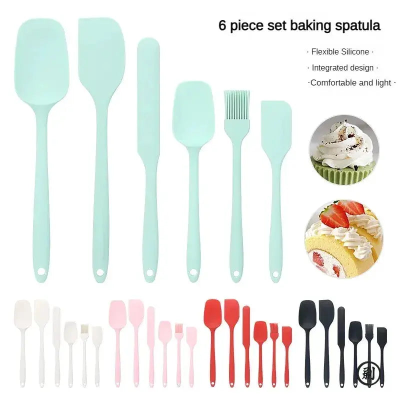 6pc Silicone Spatula set for baking-cake frosting kit with brush, non-stick scrapers & cream spreads | cute kitchen gadgets from PriceLows™