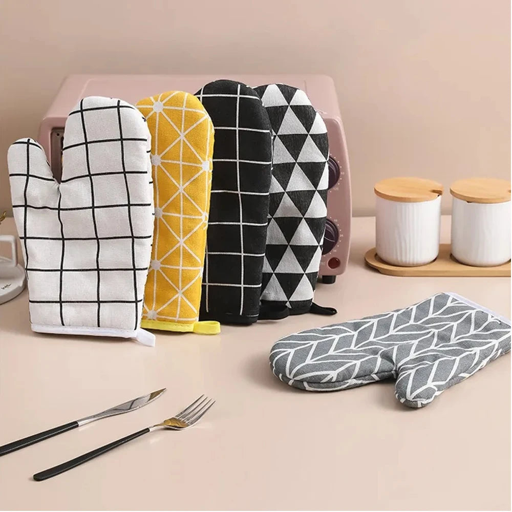 Oven Mitts | High Temperature Resistant | TC Fabric | Black Gray