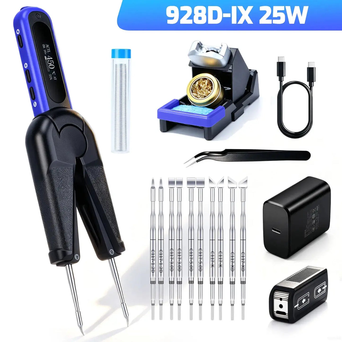 Portable Hot Tweezer Soldering Station 25W/60W Optional WEP 928D-IX Soldering Iron Kit For Precision DIY Hand Tool Support PD/QC from PriceLows™