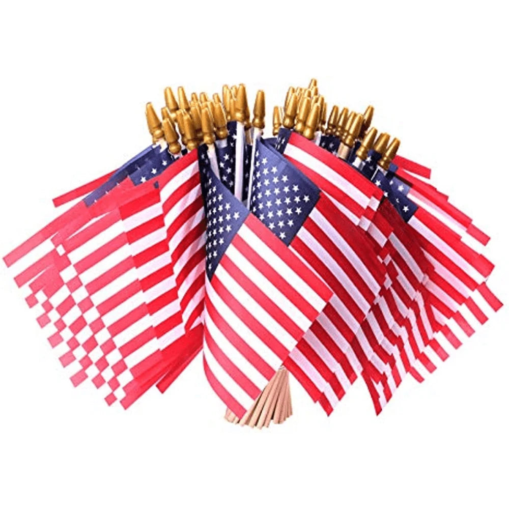 Mini American Flags | 4x6 Inches | 100 Pack | Labor Day Decor