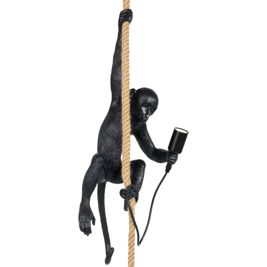 Vintage Monkey Shape Pendant Lamp E26 Creative Resin Monkey Hemp Rope Hanging Light Bedroom Study Home Decor Wall Table Lamp from PriceLows™