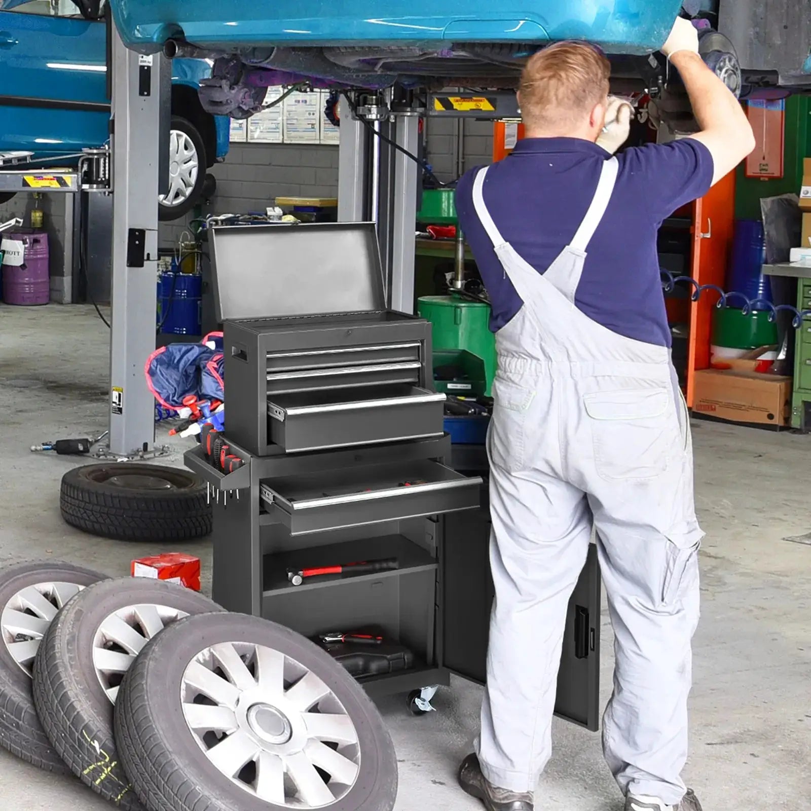 Rolling Tool Chest Tool Organizer Box with Lockable Wheels & Detachable Top NEW from PriceLows™