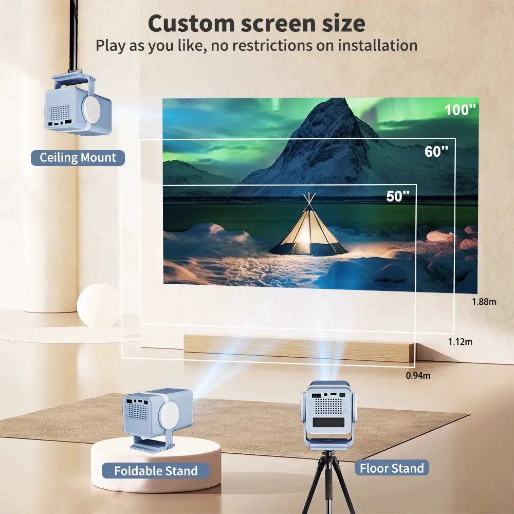 Portable Smart Projector | Android 13 | 260 ANSI Lumens | WiFi BT 5.0