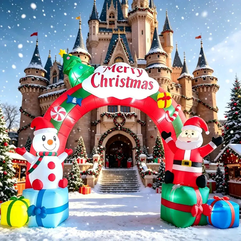 Christmas Inflatable Arch | 12.5 Ft | Built In Lights | Santa Claus