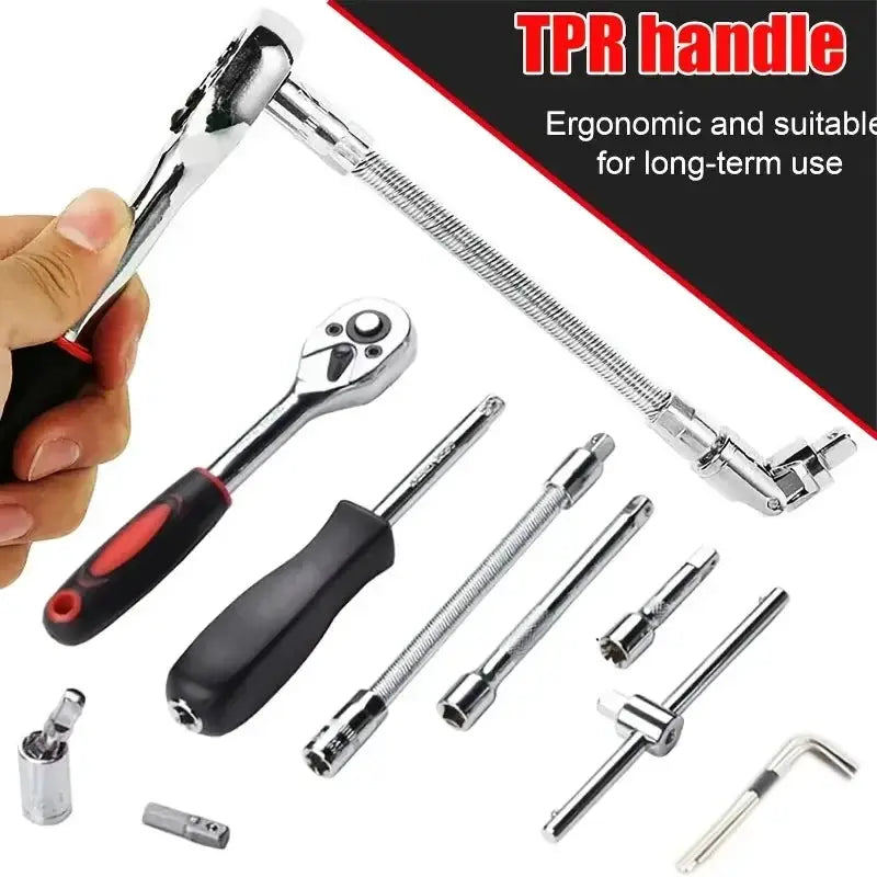 46pcs Car Repair Tool Kit Ratchet Torque Wrench Spanner Screwdriver Socket Set Combo Tools Kit Bicycle Auto Repairing Tool Mech from PriceLows™