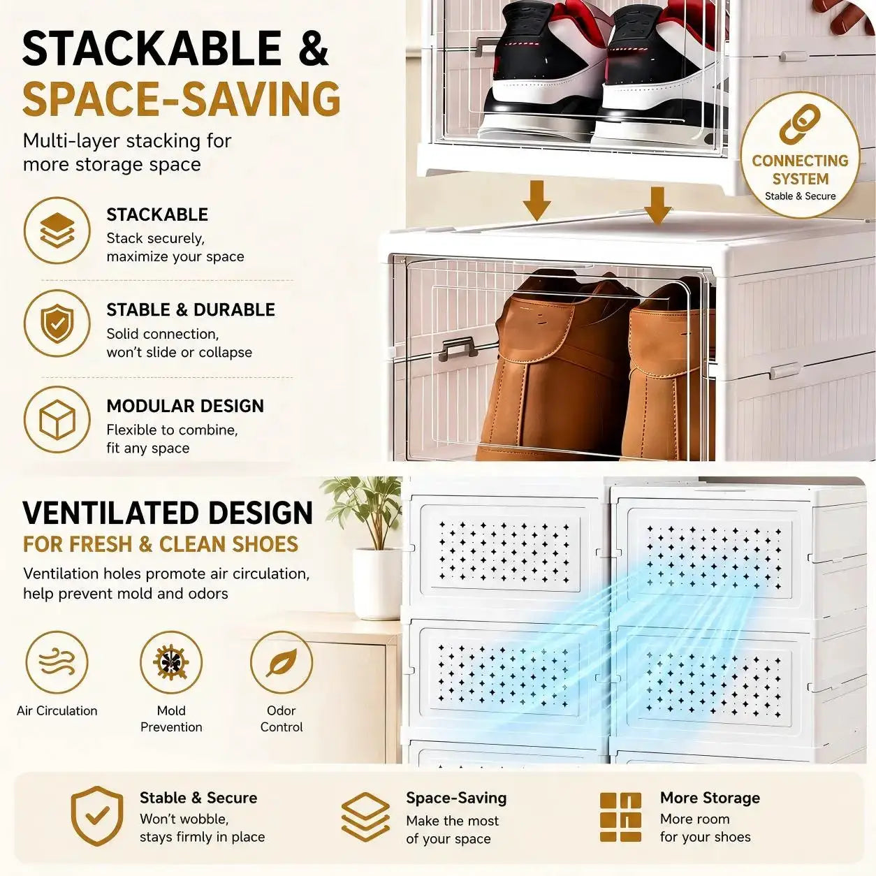 6 Layers Shoes Box Foldable Transparent Sneaker Shoe Storage Organizers Box Stackable Dustproof High-top Cabinet Shoe Rack Shelf from PriceLows™