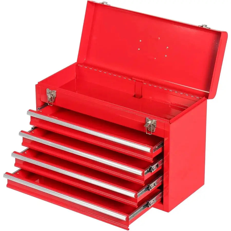Portable Steel Tool Chest with Drawers20.6" 4-Drawer Box Storage Organizer Cabinet Metal Toolbox with Ball Bearing Slides Black from PriceLows™