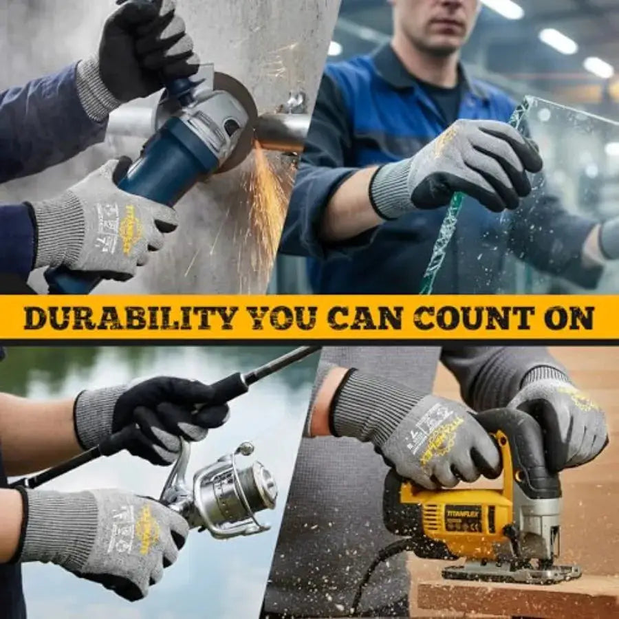 TitanFlex Cut Resistant Gloves ANSI A5, Work Gloves with Sandy Nitrile Grip, Grey from PriceLows™