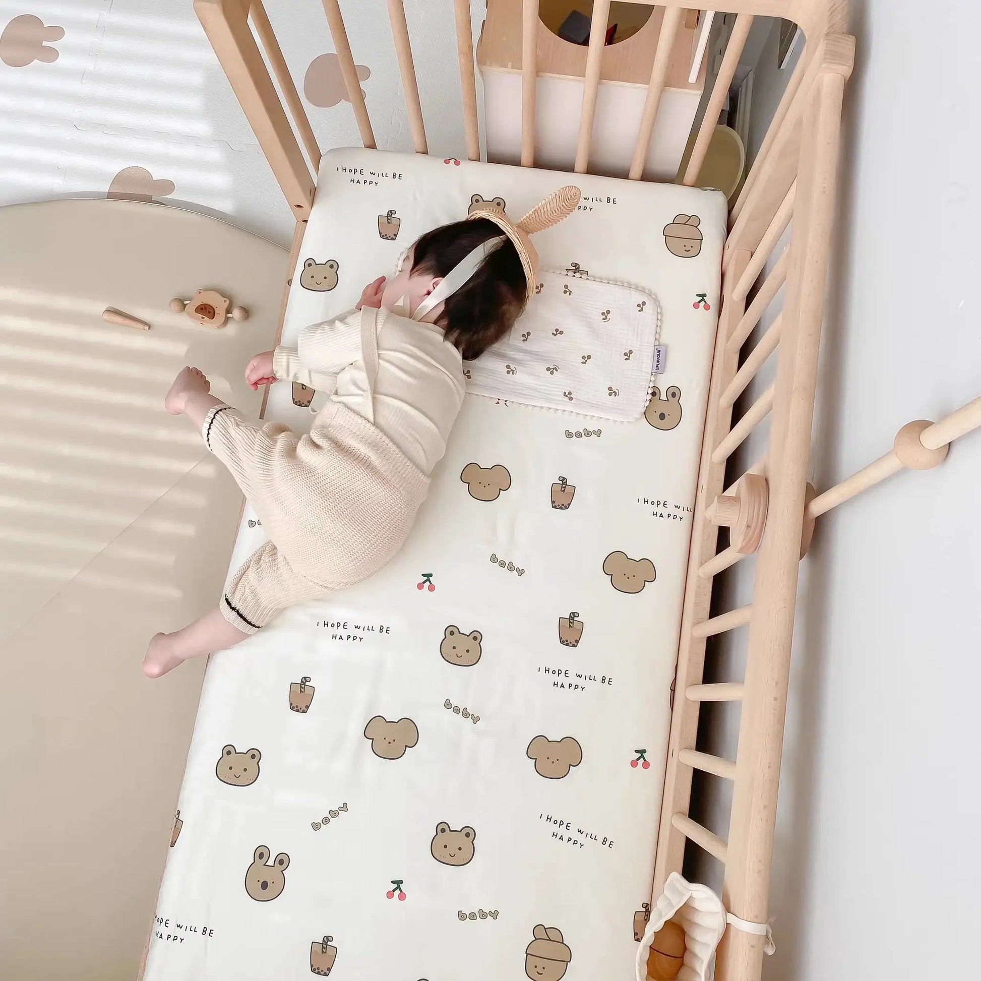 Toddler Crib Fitted Sheet, Skin-Friendly Mattress Protector Cover Ultra Soft Stretch Breathable Crib Mattress Sheet from PriceLows™