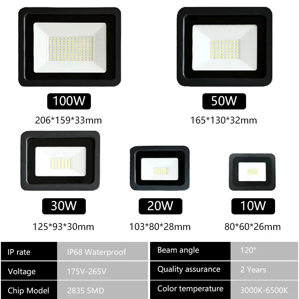 LED Flood Light | IP68 Waterproof | Aluminum Body | 10W To 100W
