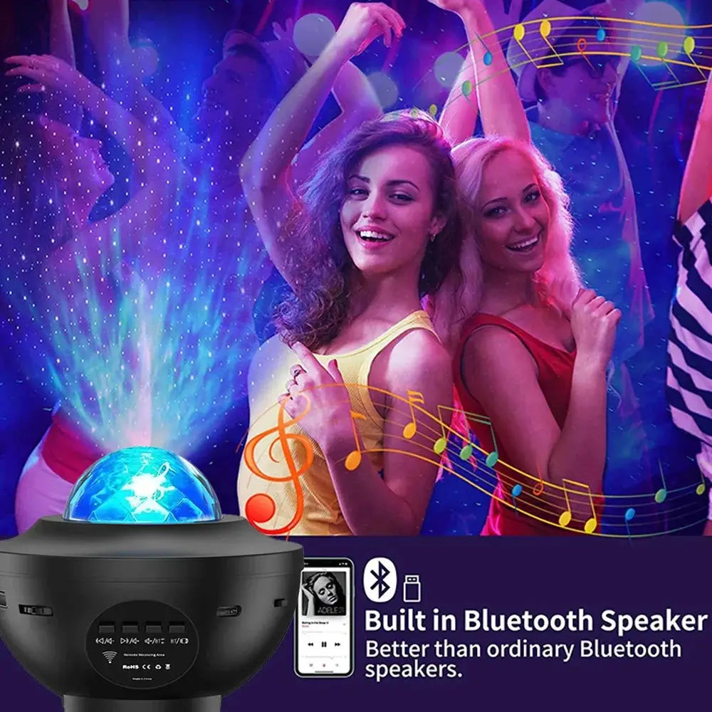 Starry Galaxy Projector Night Light | Bluetooth Music | USB Powered | One Size