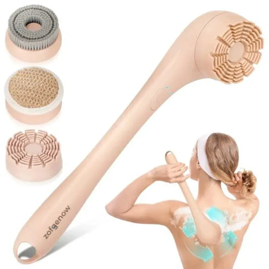 Electric Body Brush | Waterproof | Rechargeable Long Handle | 3 Heads