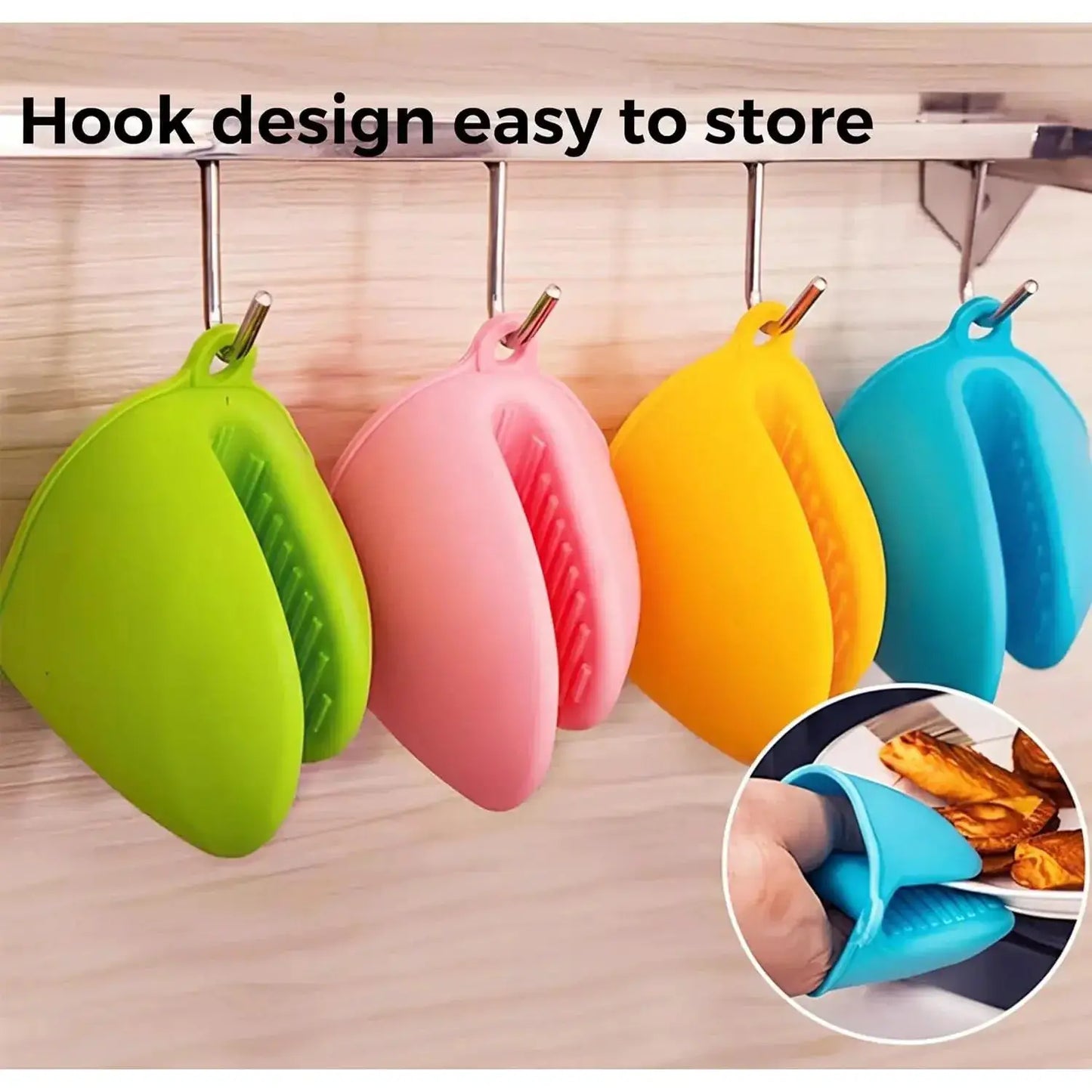 Mini Silicone Oven Gloves | Heat Resistant | Dishwasher Safe | Blue Green 4pcs