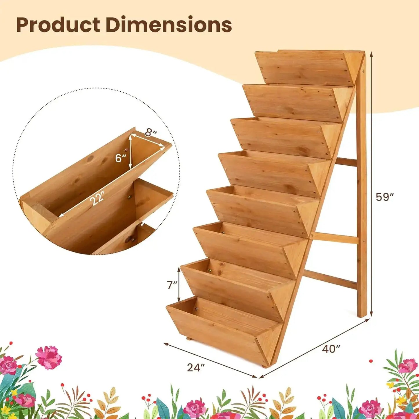 Vertical Raised Garden Bed, Freestanding Wood Elevated Planter Box w/Legs for Growing Vegetables Flowers Herbs, Indoor O from PriceLows™