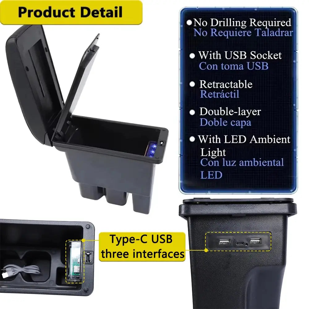 Car Center Armrest Box Assembly Storage Box with USB Ports for Suzuki Jimny 2019-2023 JB74 Retrofit Parts Interior Accessory from PriceLows™