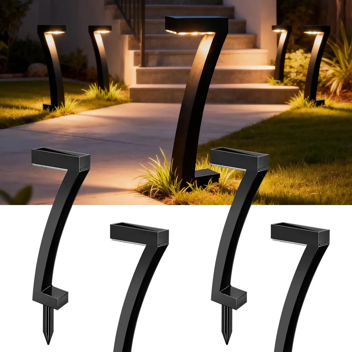 Solar Lights 7-Shape for Garden Lawn IP65 Waterproof Pathway Landscape Lighting 6 LED Auto Dusk to Dawn Solar Ground Light from PriceLows™
