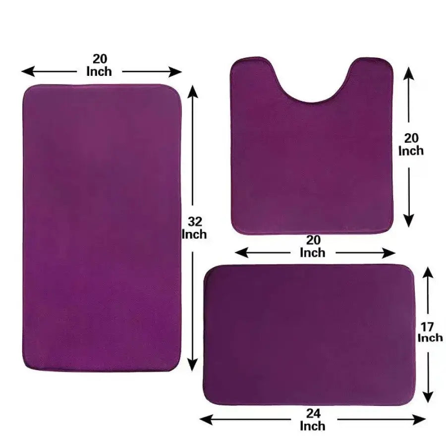 Memory Foam Bath Mat Set 4 Pcs with Toilet Lid Cover and Rug Sets Combo, Bath Mat Set 3 Pcs and U-Shaped Toilet Floor Rug from PriceLows™