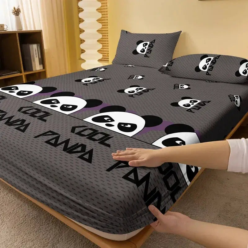 1 Cartoon Cute animal panda printed matte Fitted Sheet, bedroom printed bed cover, bedding (excluding pillowcases) from PriceLows™