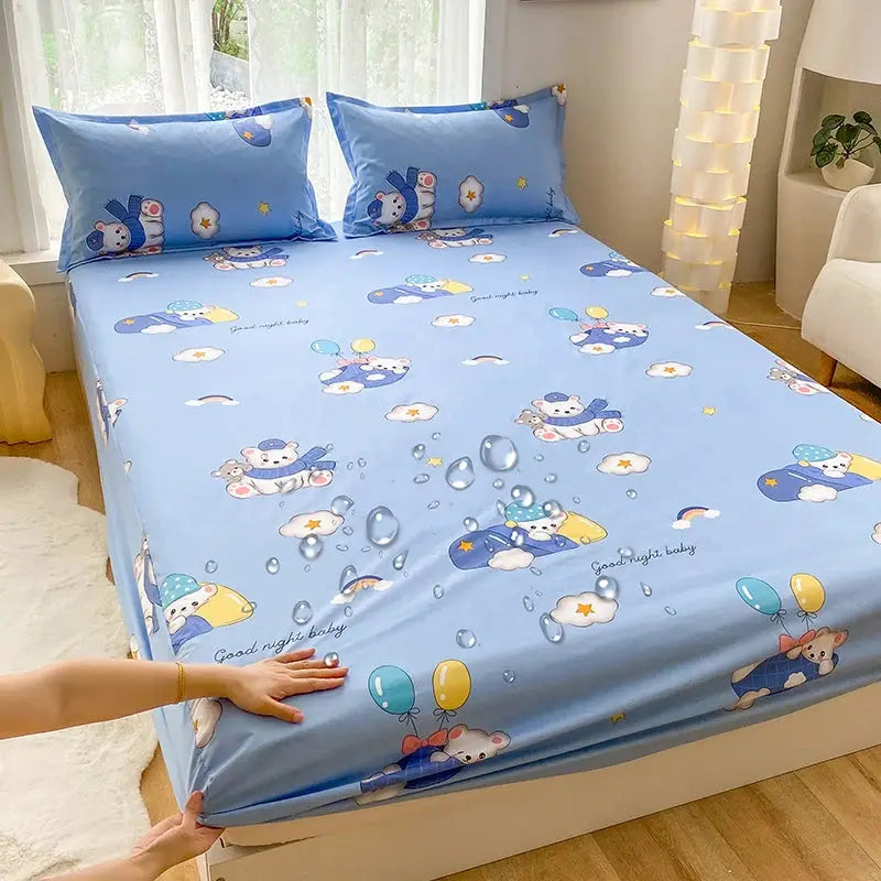 1pc Waterproof Fitted Bed Sheets Cartoon Style Single Bed Cover for Kids Queen/King sabanas cama matrimonial(without pillowcase) from PriceLows™