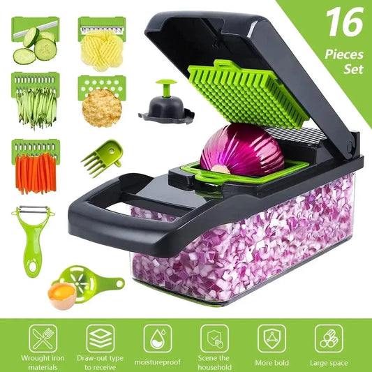 Vegetable Chopper | 16-In-1 Functionality | Dicer Slicer Onion Cutter