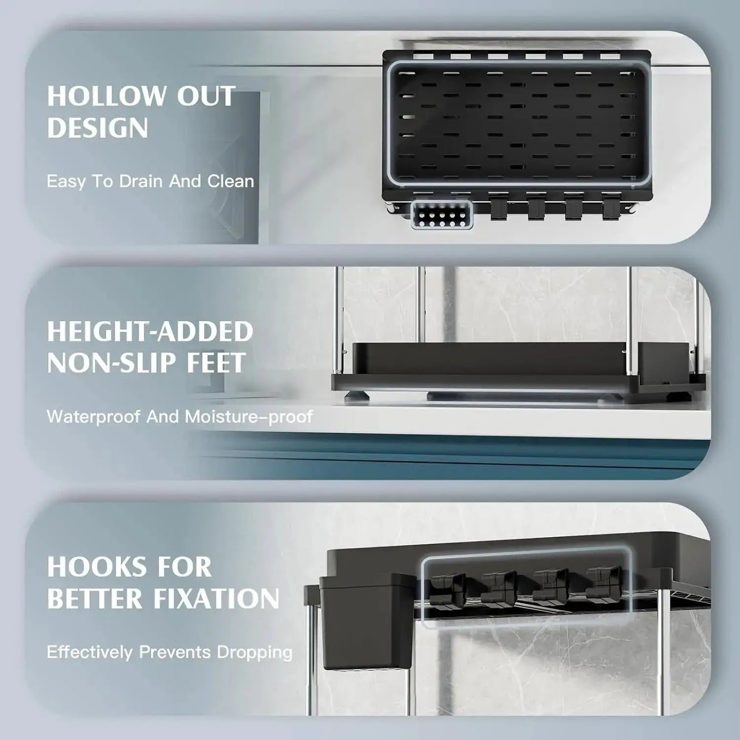 2 Pack Under Sink Organizers and Storage, Double Sliding Kitchen Cabinet Organizer, Adjustable Countertop Organizer from PriceLows™