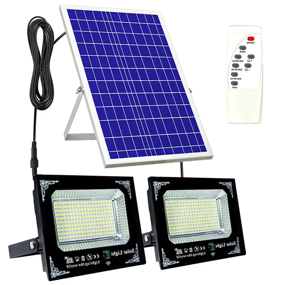 500W Led Solar Light High Bright 2 Head Flood Light Waterproof Outdoor Garden Wall Light with Aluminum Solar Panel For Garden from PriceLows™
