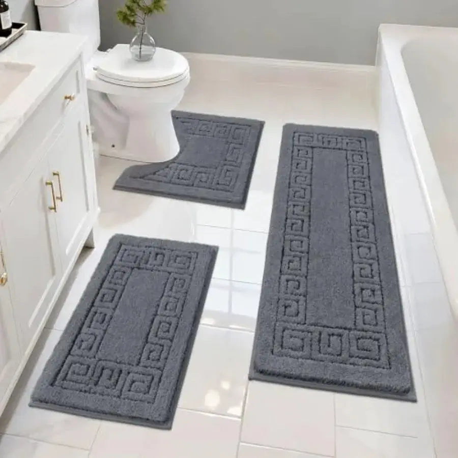 Bathroom Rugs Sets 3 Pcs Non Slip Washable, Absorbent Microfiber Bath Mats for Bathroom Shower Rug Runner Quick Dry, Plush Supe from PriceLows™