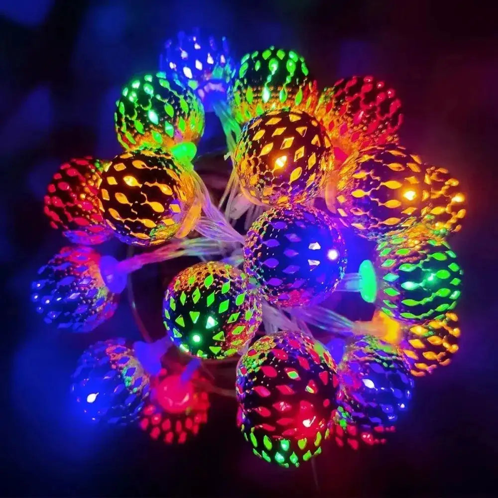 1PC 1.5M/3M Battery Powered Moroccan Ball Lamp String, Indoor and Outdoor Lights, used for Wedding, Party, Festivals, Birthday from PriceLows™