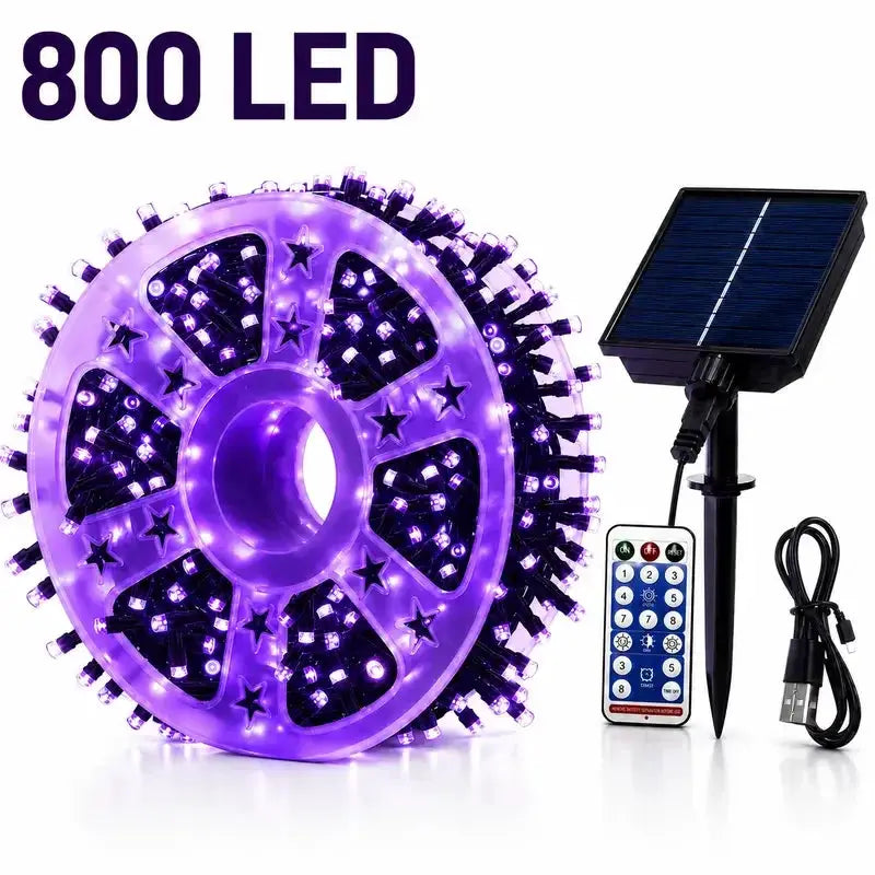 Halloween Solar String Lights | 335 Ft Length | 800 LED Bulbs | With Remote