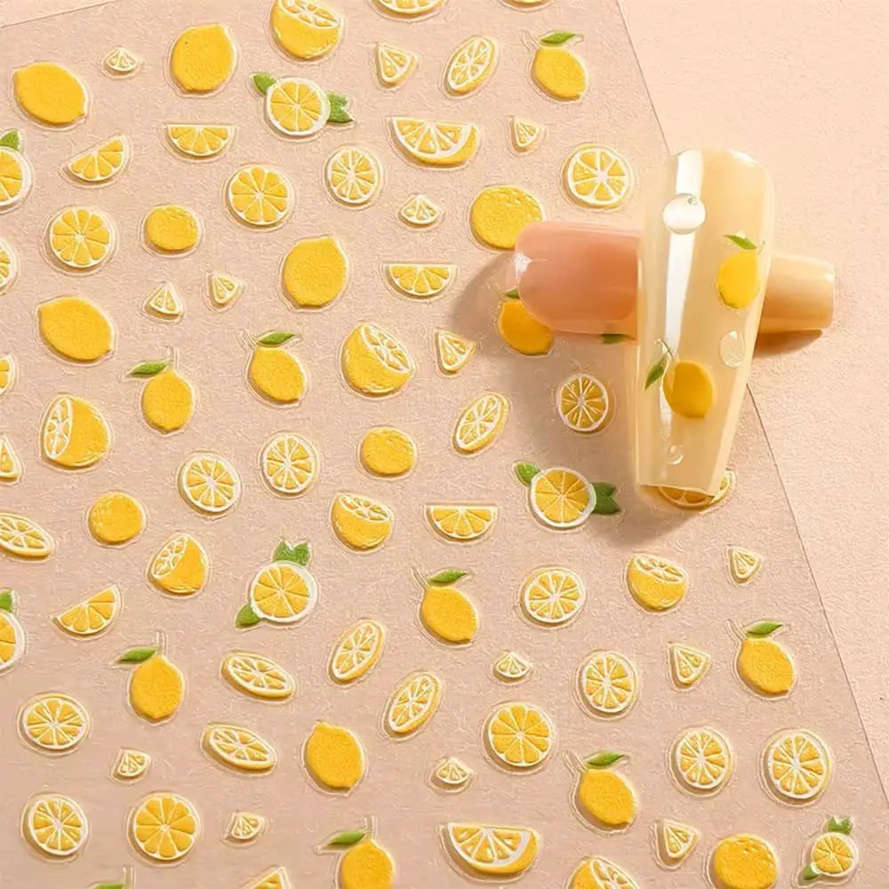 Summer Lemon Nail Art Stickers 5D Fruit Self-Adhesive Stickers Decal for Manicure Decoration DIY Embossed Supply for Face Body from PriceLows™